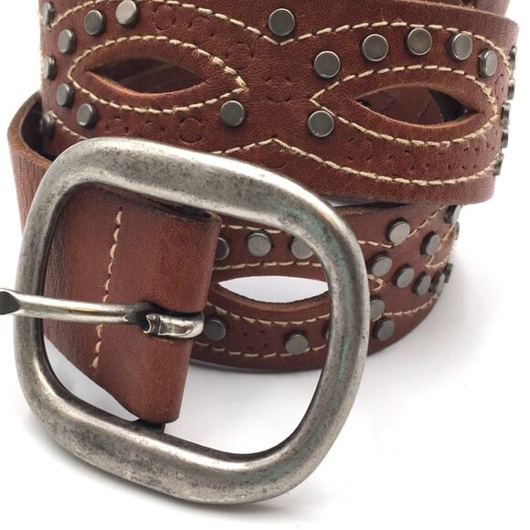 Fossil brown studded boho belt wear missing studs main image 7